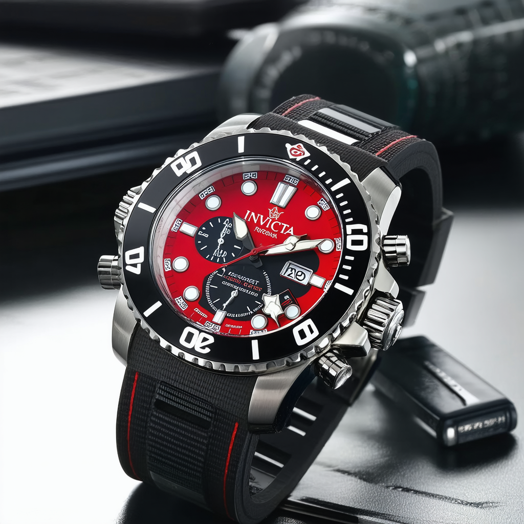 Invicta Pro Diver Grand Ocean GMT Red Dial Gunmetal Ion-plated Mens Watch 18242
