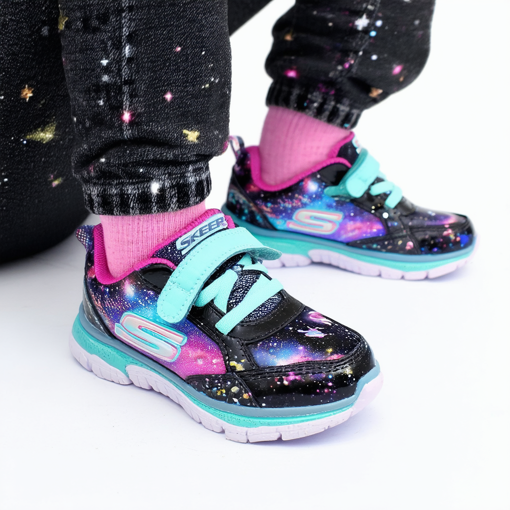 Skechers Kids Girls' Jumpin'Jams-Cosmic Cutie Sneaker,black/multi,1 Medium US Little Kid