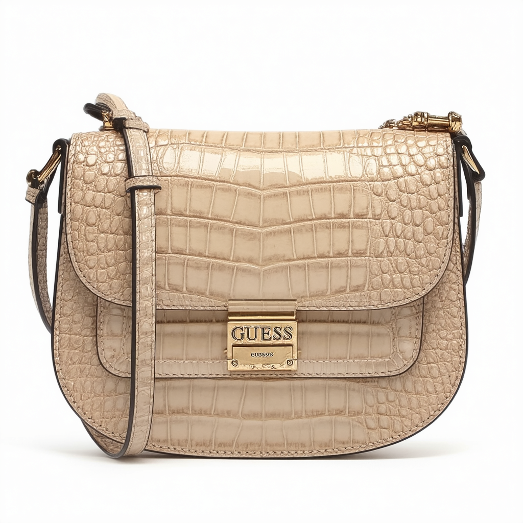 Guess women's kingsville croc embossed saddle bag