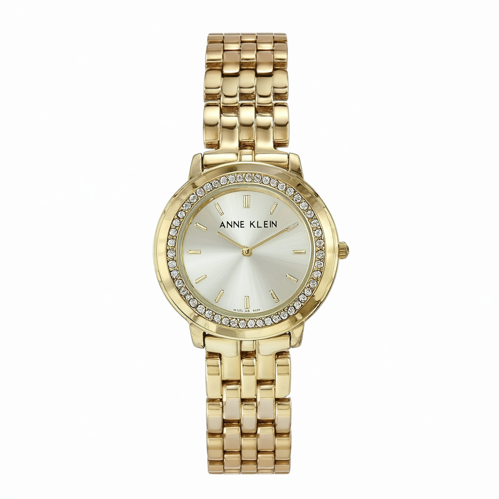 Anne Klein Women's AK/2794CHGB Diamond-Accented Gold-Tone Bracelet Watch