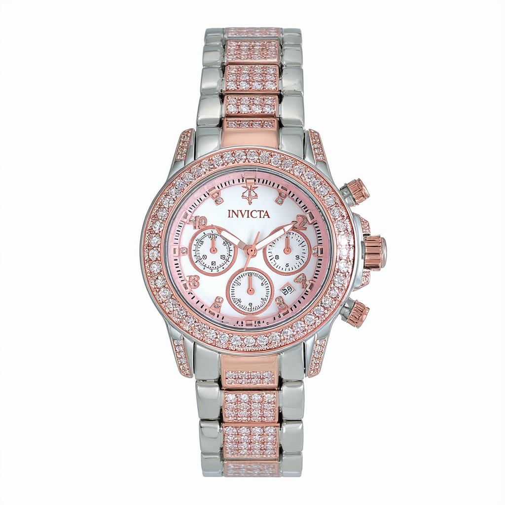 Invicta Women's 5372 Angel Diamond Rose and Silver-Tone Chronograph Watch