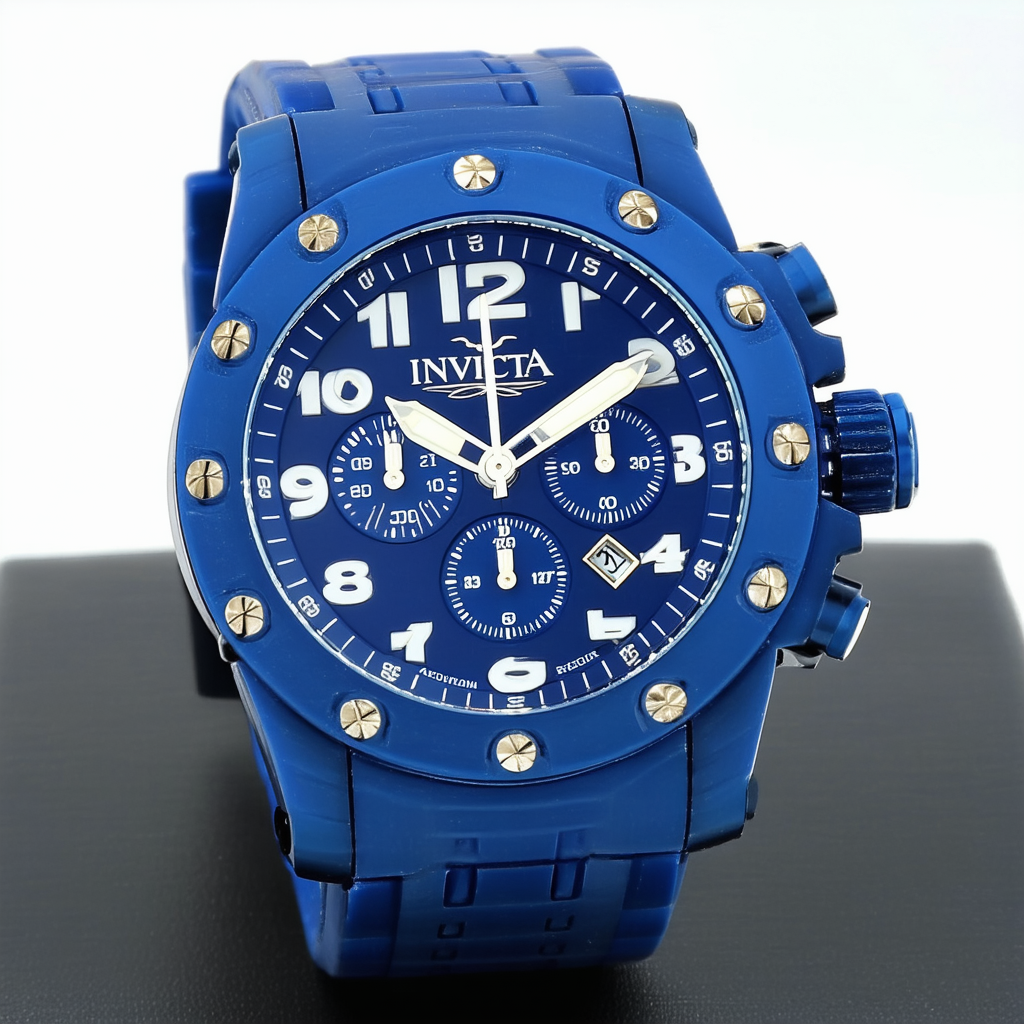 Invicta Men's 0629 Reserve Collection Akula GMT Blue Dial Blue Polyurethane Watch