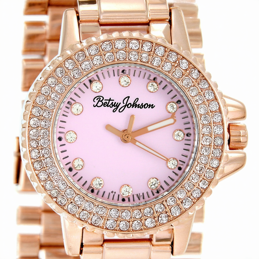 Betsey Johnson Women's BJ00157-20 Analog Rose Gold Baguette Crystal Dial Watch