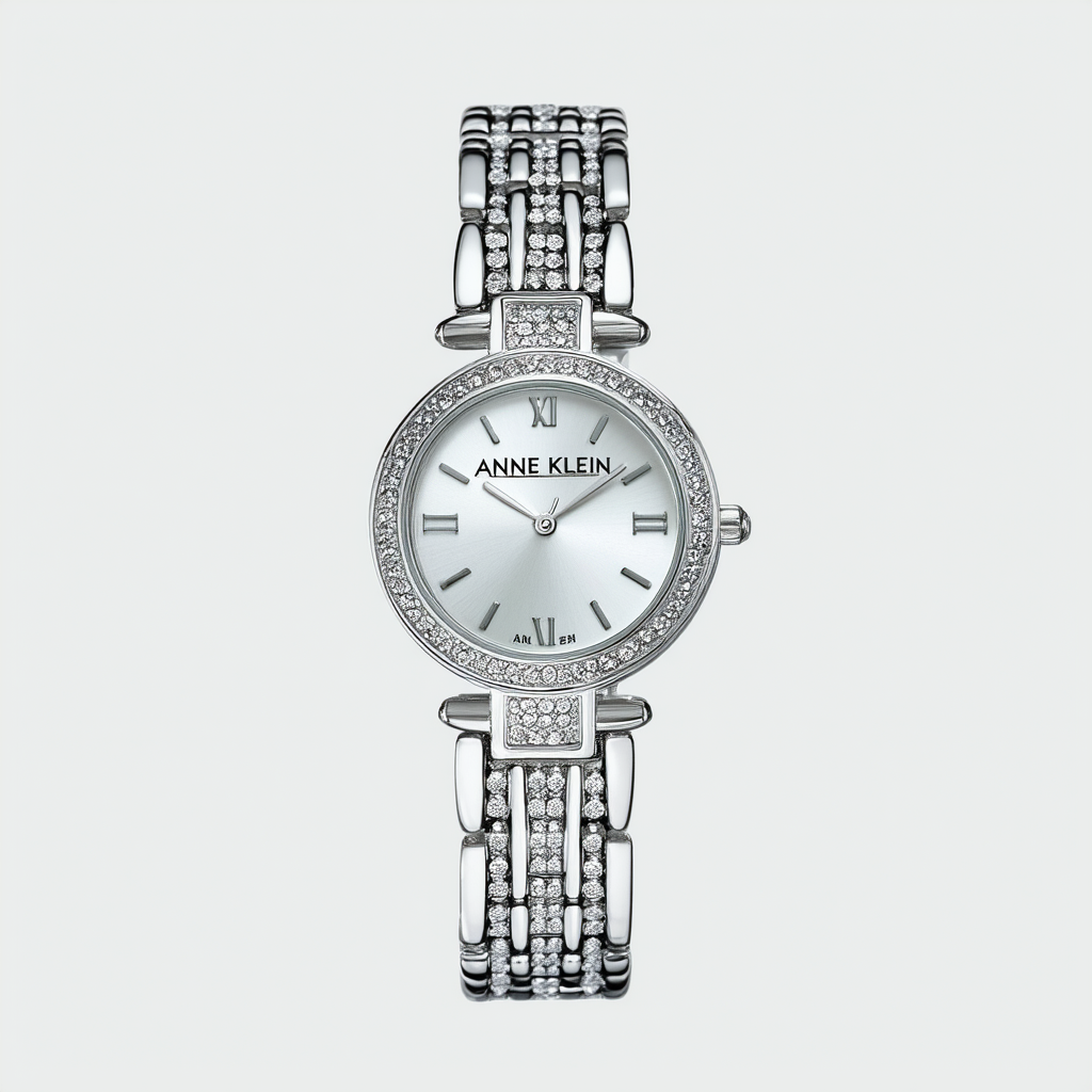 Anne Klein Women's AK/1507SVSV Premium Crystal Accented Silver-Tone Bracelet Watch