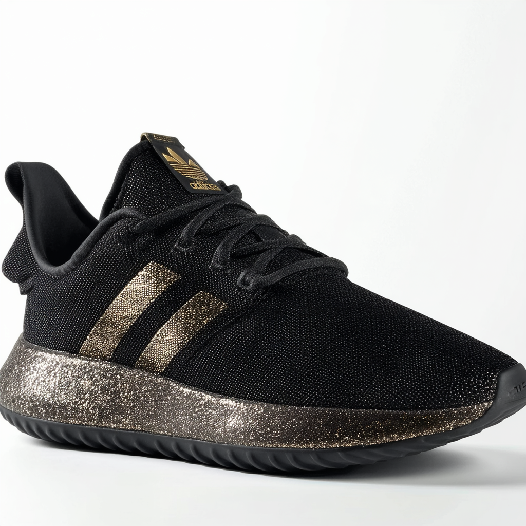adidas Originals Kids' Tubular Shadow J Sneaker, Black/Back/ Back/ Gold Glitter, 6.5 M US Big Kid