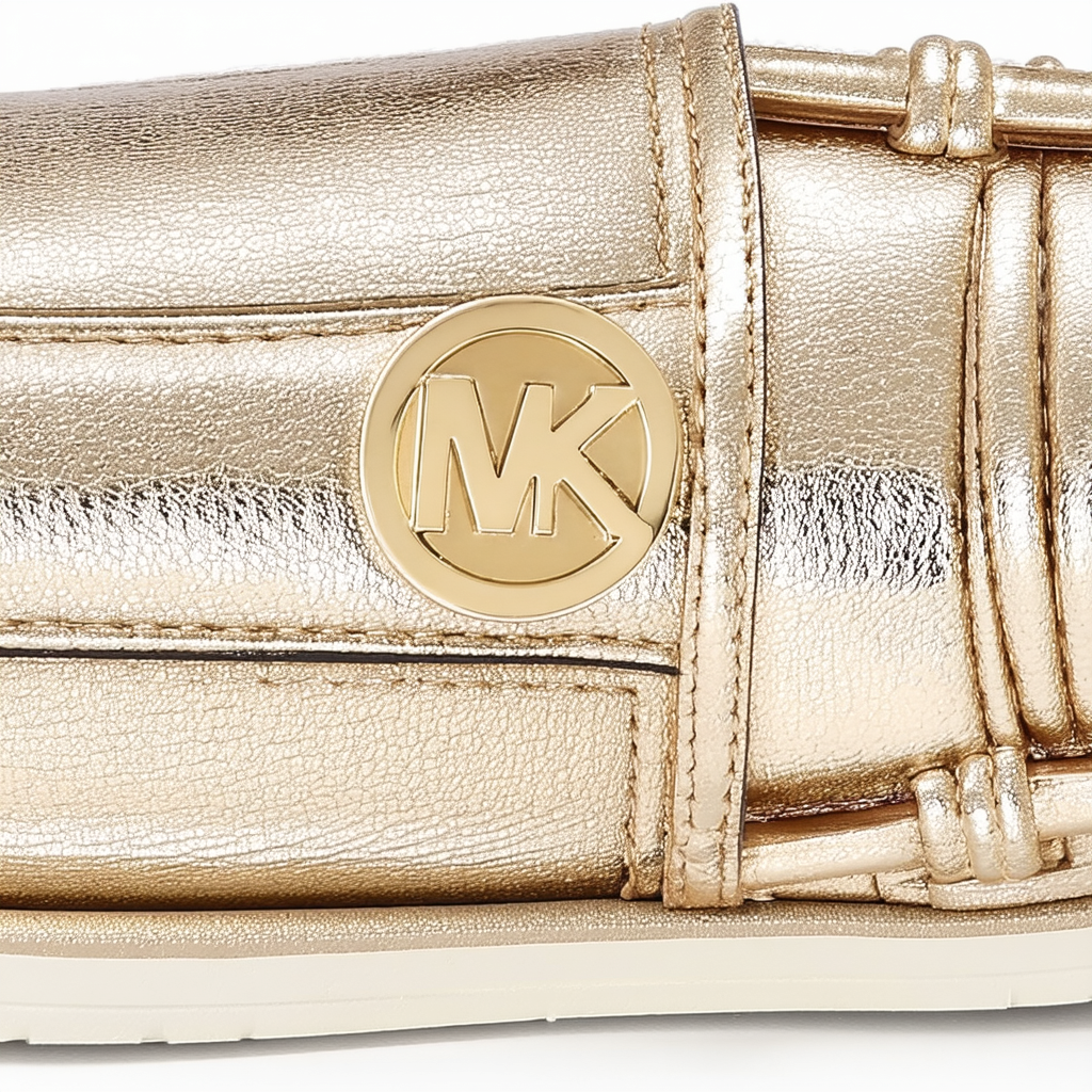Michael Michael Kors Women's Fulton Moc Pale Gold Tumbled Metallic Flat 8.5 M