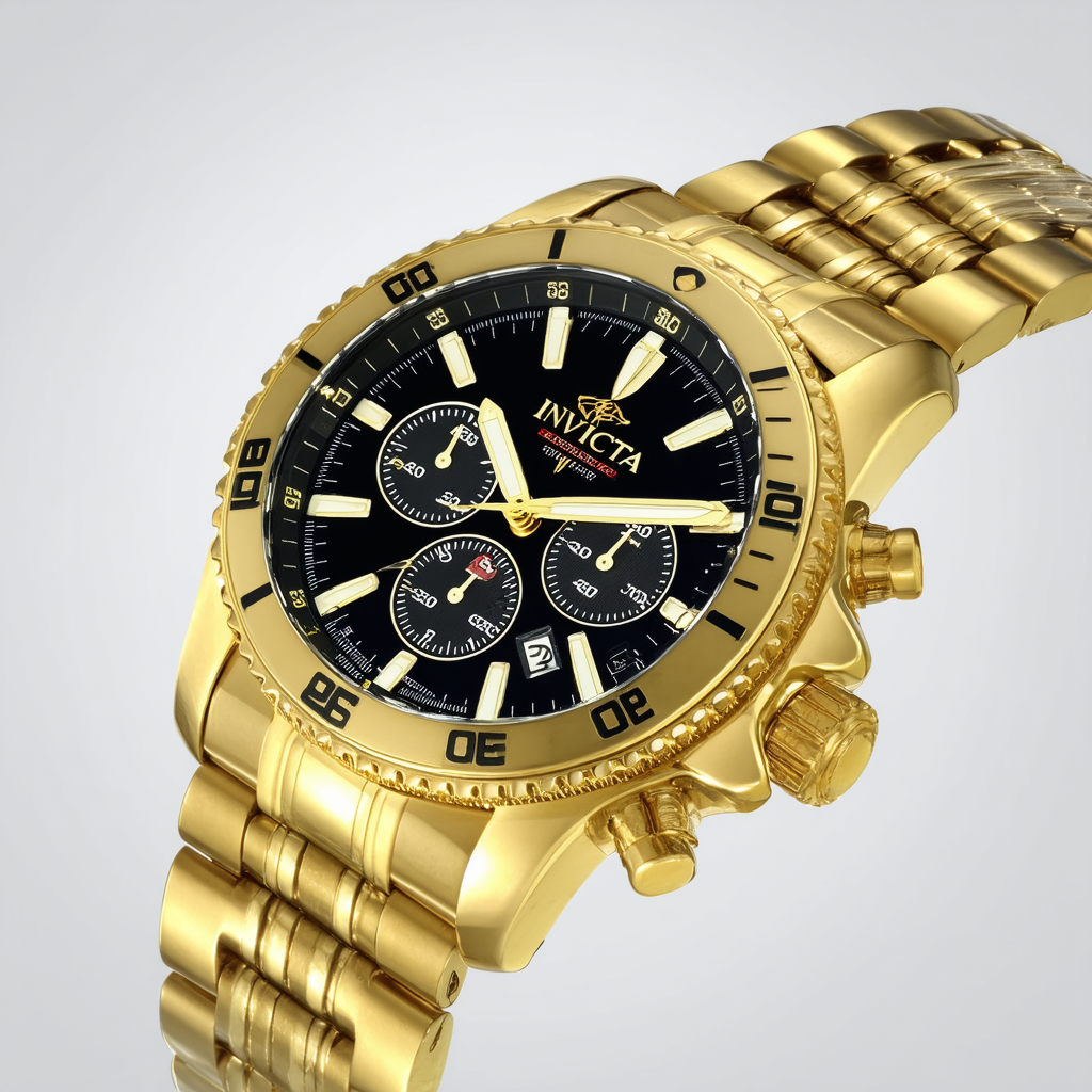 Invicta Men's 7191 Signature Collection Russian Diver 18k Gold-Plated GMT Watch