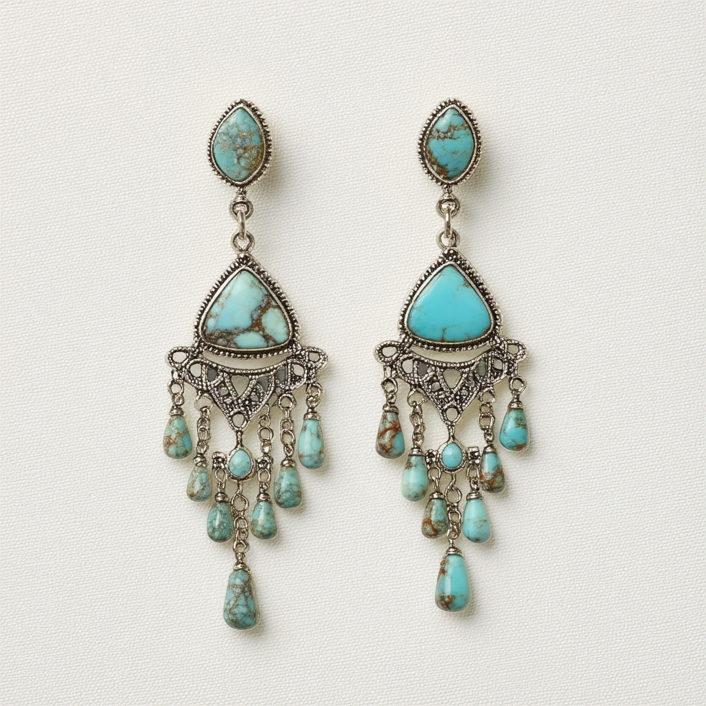 Lucky Brand Set Stone Chandelier Drop Earrings