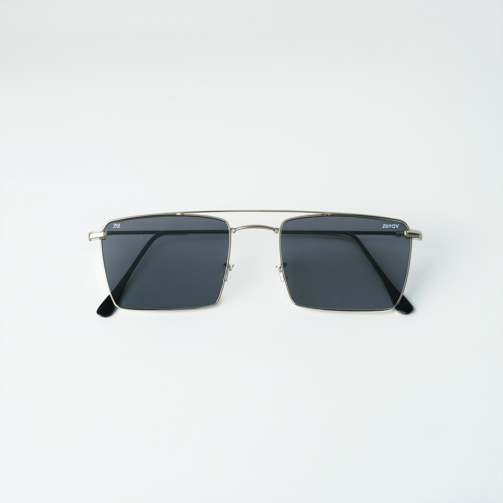 zeroUV Super Flat Slim Metal Temples Square Flat Lens Horn Rimmed Sunglasses 51mm