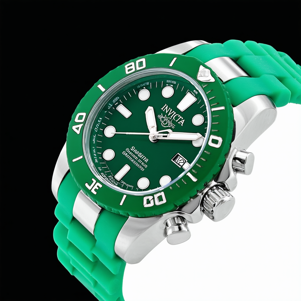 Invicta Men's Subaqua Stainless Steel Quartz Watch with Silicone Strap, Green, 29 (Model: 19338)