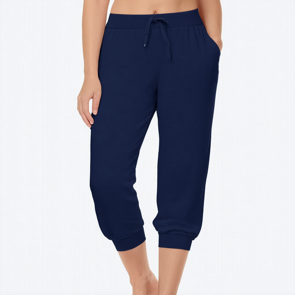 Hanes Womens French Terry Pocket Capri O4679_Navy_XL