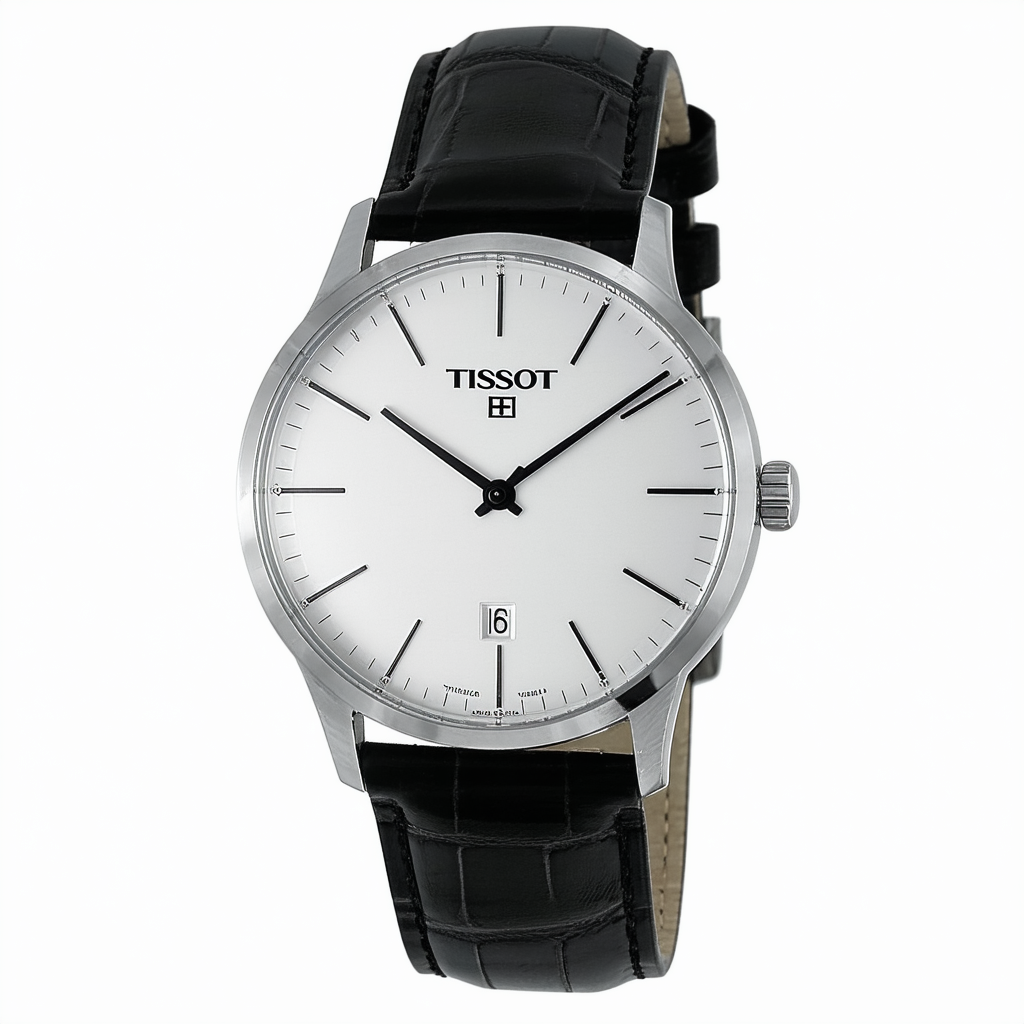 Tissot mens Gentleman Stainless Steel Dress Watch Black T1274071605100