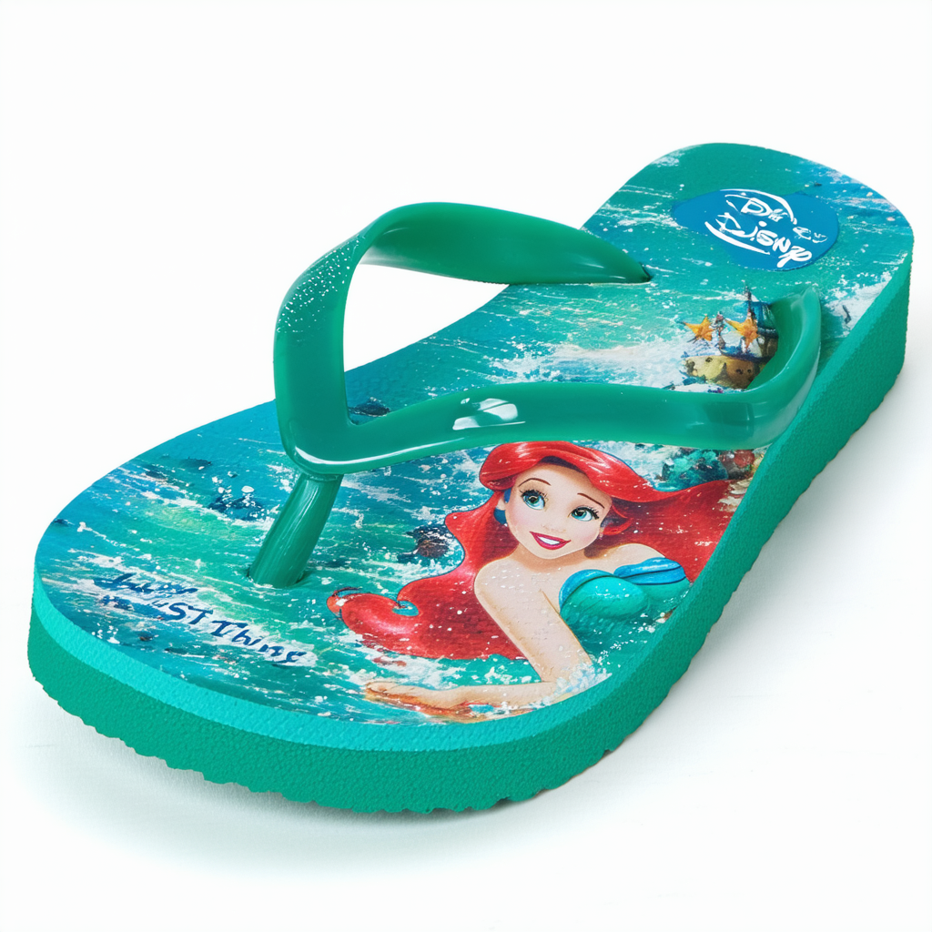 Disney Store - Girls - Ariel - Shore Thing - Flips Flops - Green - Size 7/8