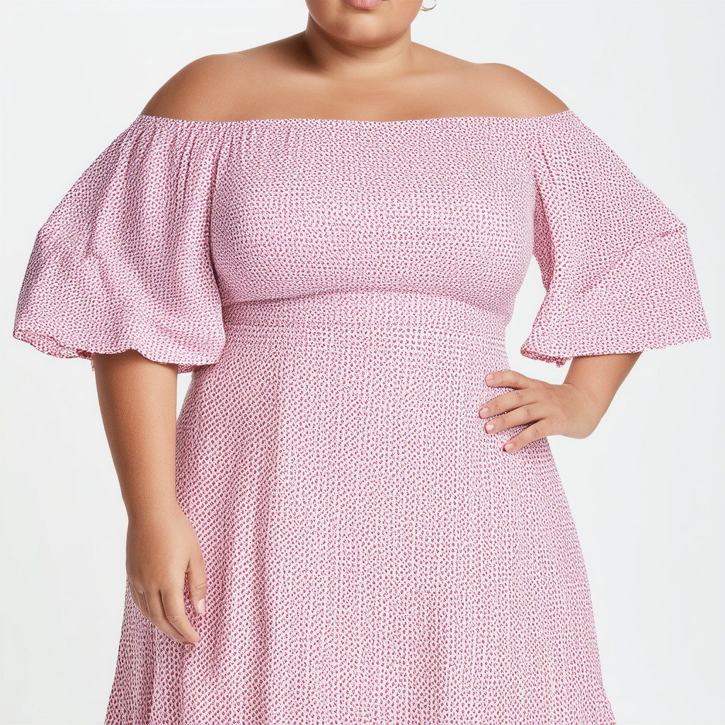 Calvin Klein Women's Plus Size Off The Shoulder A-line Midi Dress