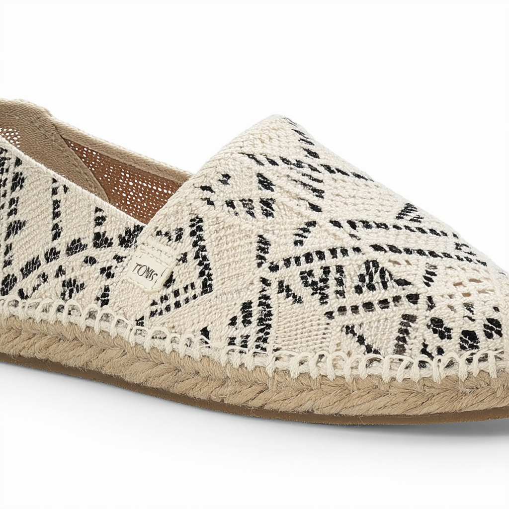 Women's TOMS Alpargata 3.0 Geo Lace Slip On Shoe Natural Geo Lace Fabric