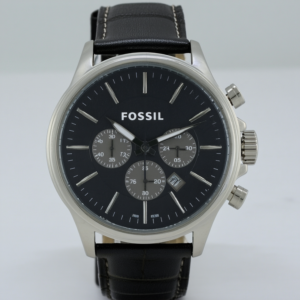 Fossil Men's CH2972 Del Rey Stainless Steel Watch with Black Leather Band