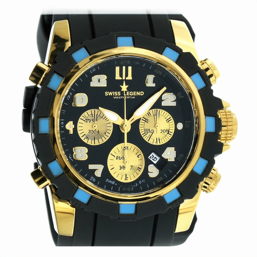Swiss Legend Women's 11044P-YG-01 Neptune Gold Ion-Plated Watch with Black Silicone Band