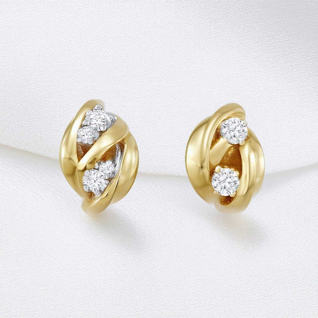 Amazon Collection 10k Gold Diamond Twist Earrings (0.06 cttw, I-J Color, I2-I3 Clarity)