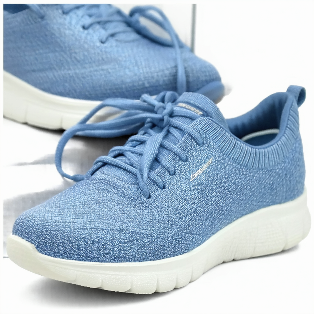 Skechers Sport Women's Sassies Blue-Sky Bungee Slip-On Wedge Sneaker