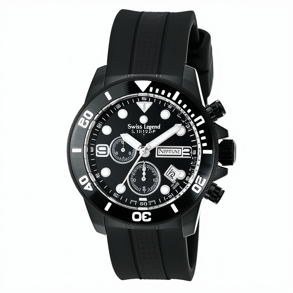 Swiss Legend Men's SL-11812P-01 Neptune Black Silicone Watch