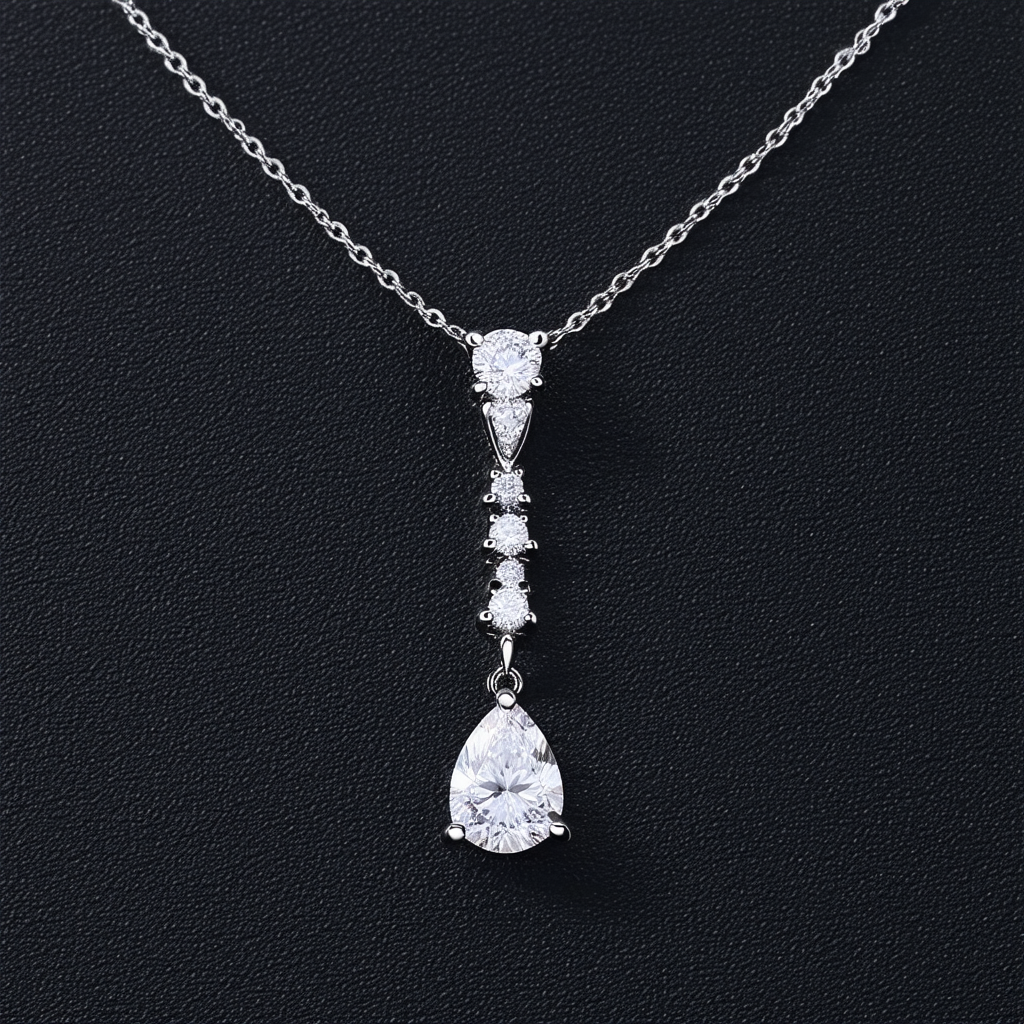 Amazon Collection Sterling Silver Black and White Diamond Drop Pendant Necklace (0.10 cttw), 18"