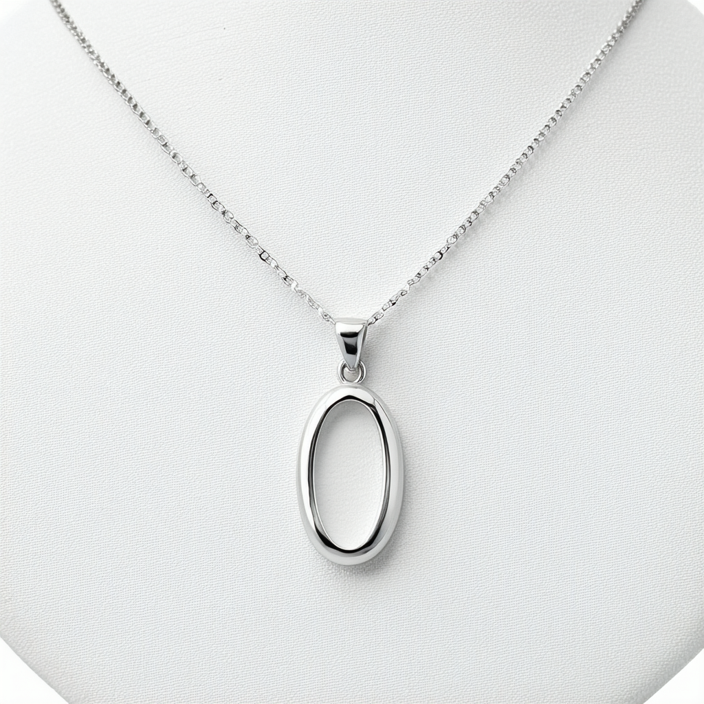 Amazon Collection Sterling Silver Oval Shape Pendant Necklace, 18"
