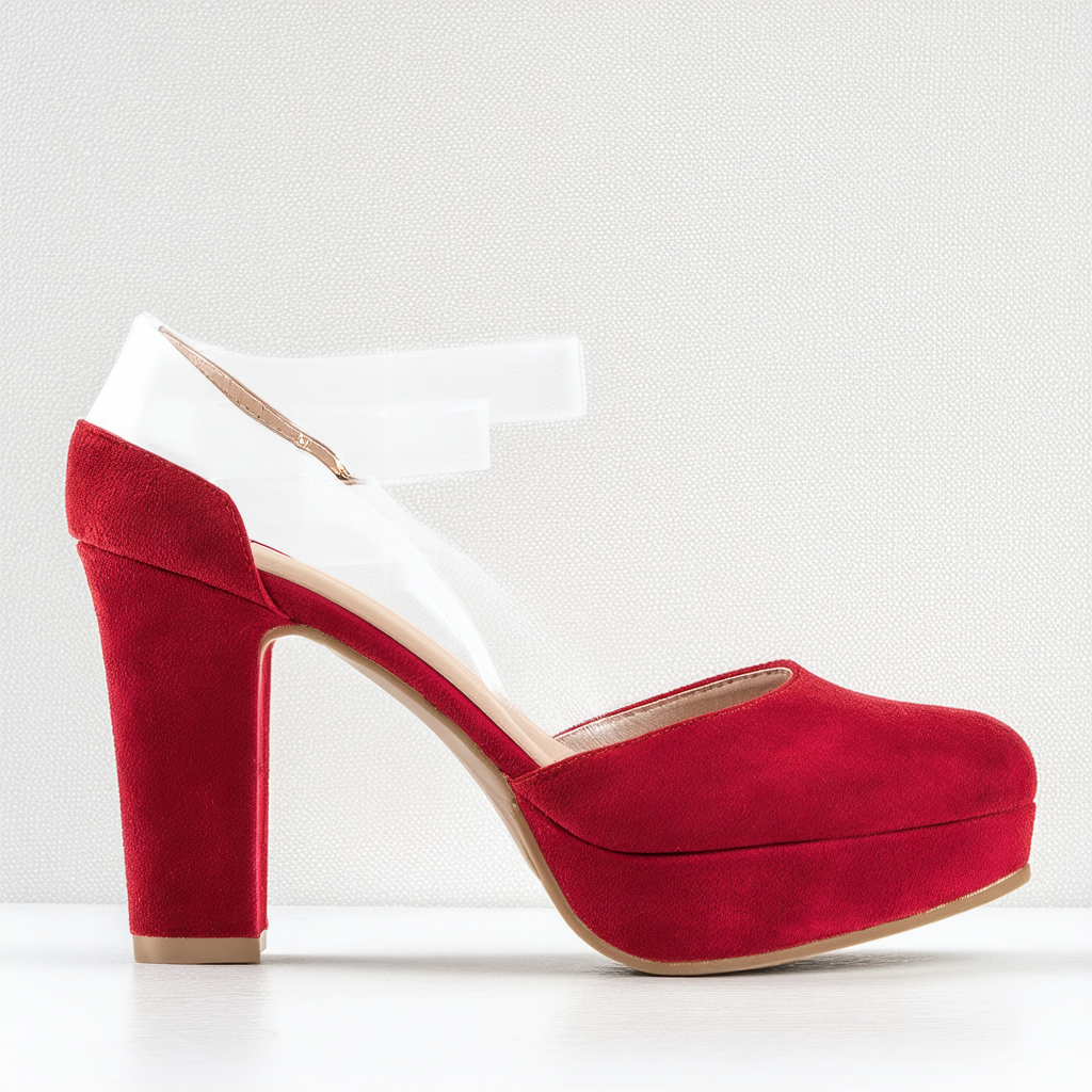 Qupid Marquise-06 Faux Suede Almond Toe Classic Platform Pump AB22 - Red Velvet