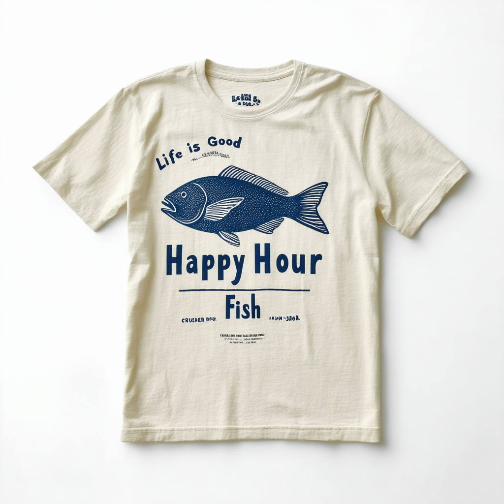 Life is Good Mens Crusher Tee Happy Hour Fish