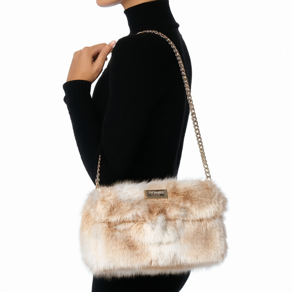 Steve Madden Britta Faux Fur Shoulder Bag, Beige