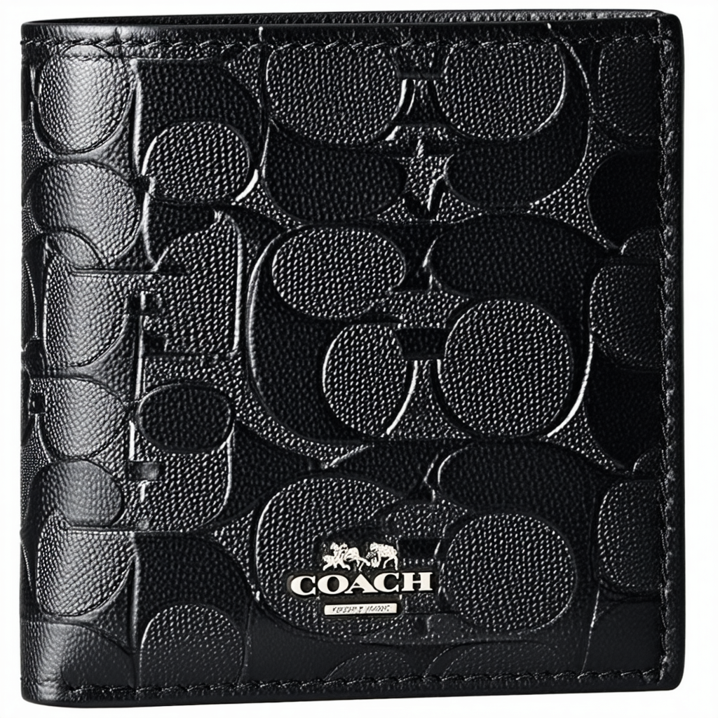 Coach Men's Signature HPC Compact ID Wallet 74687 Black