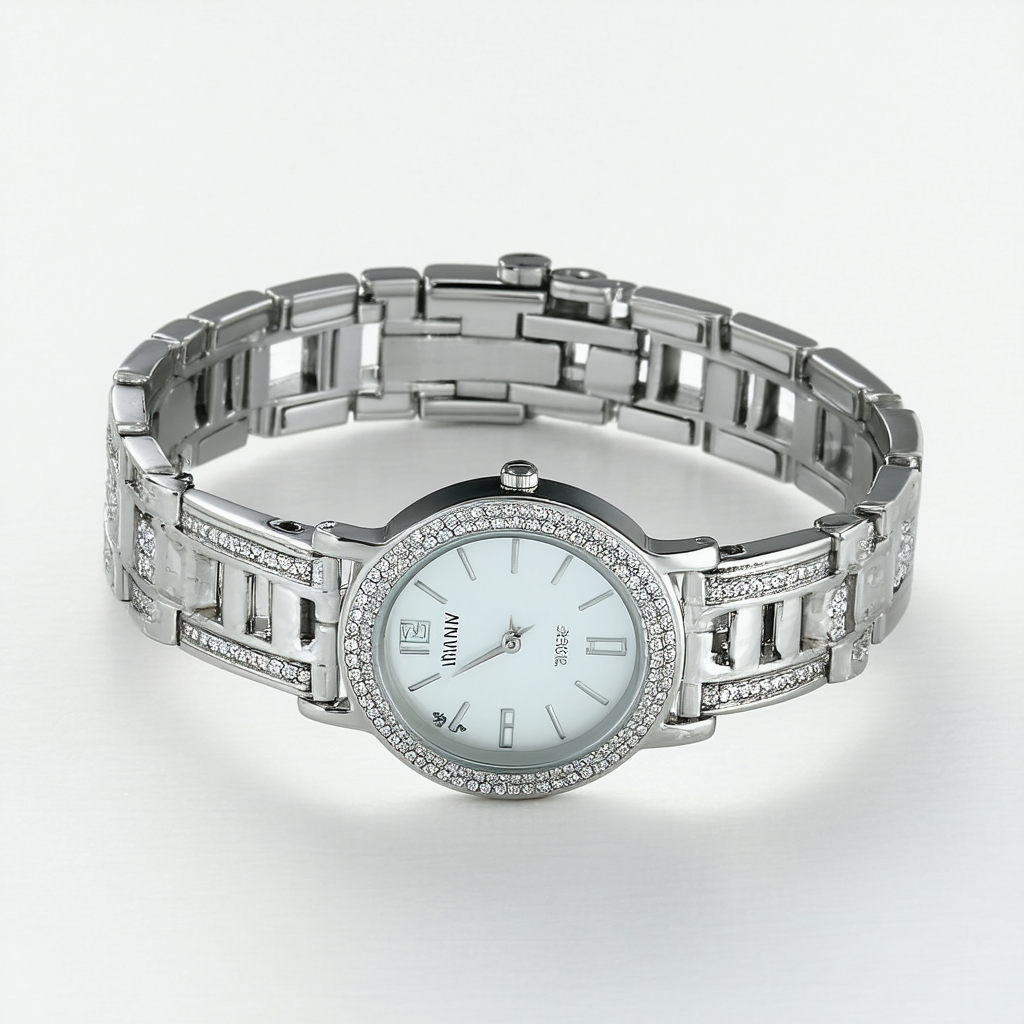 Anne Klein Women's AK/1895BKSV Premium Crystal Accented Silver-Tone Bangle Watch