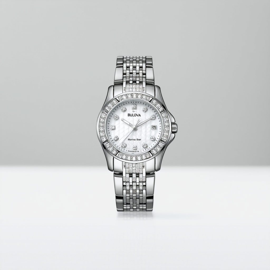 Bulova Marine Star Diamond Steel Ladies Watch 96P001