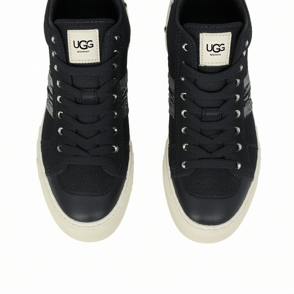UGG New Women's Marin Lace Logo Sneaker Black 6
