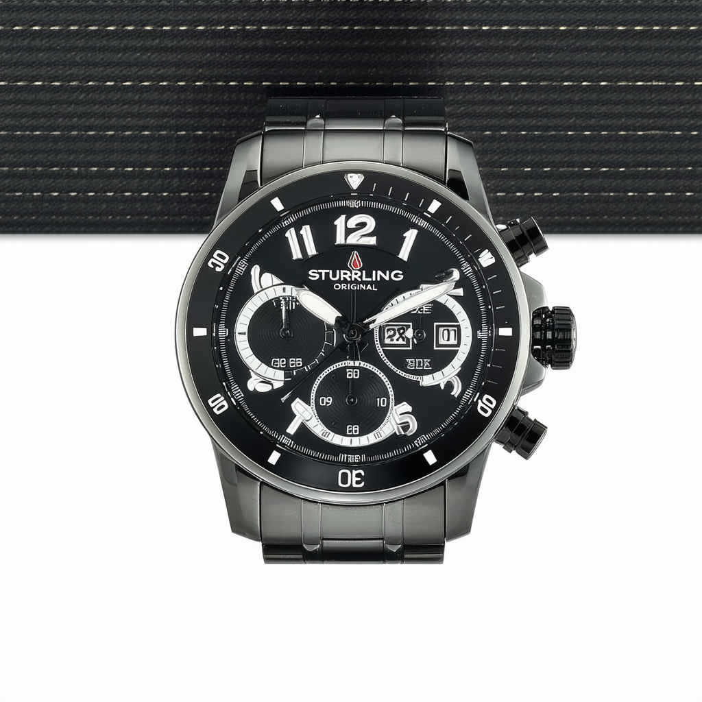 Stuhrling Original Men's 268.332D61 Victory Quartz Chronograph Black Dial Watch