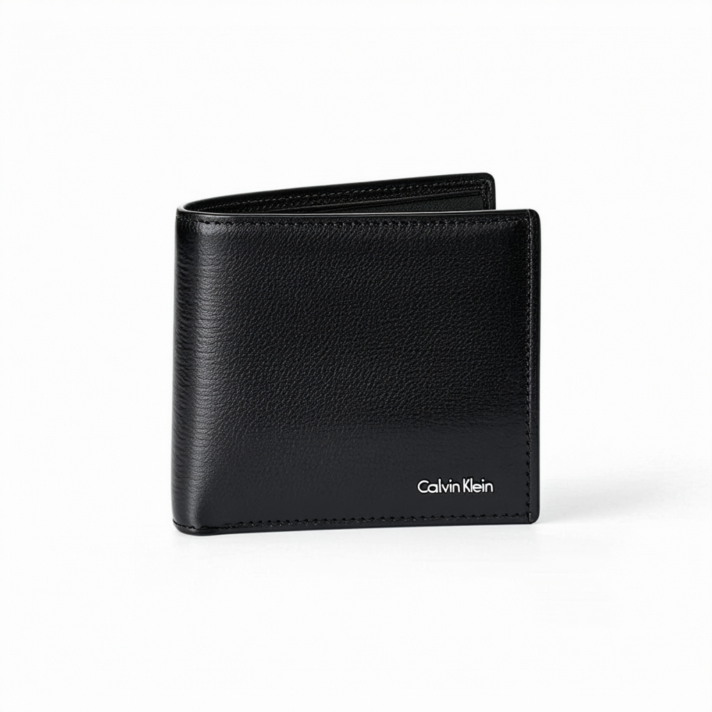 Calvin Klein Men's Genuine Leather Wallet with RFID Protection, Black, Standard, American
