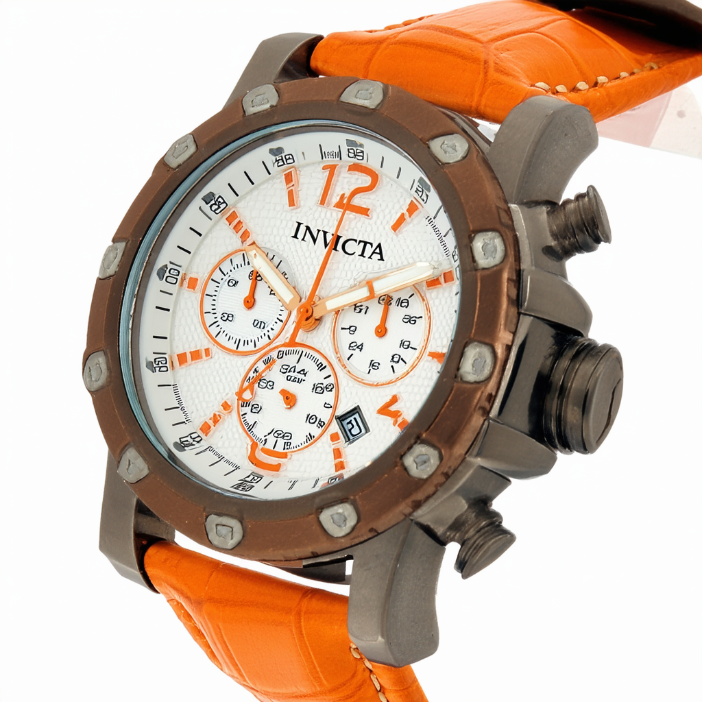 Invicta Men's 0384 II Collection Orange Leather Watch