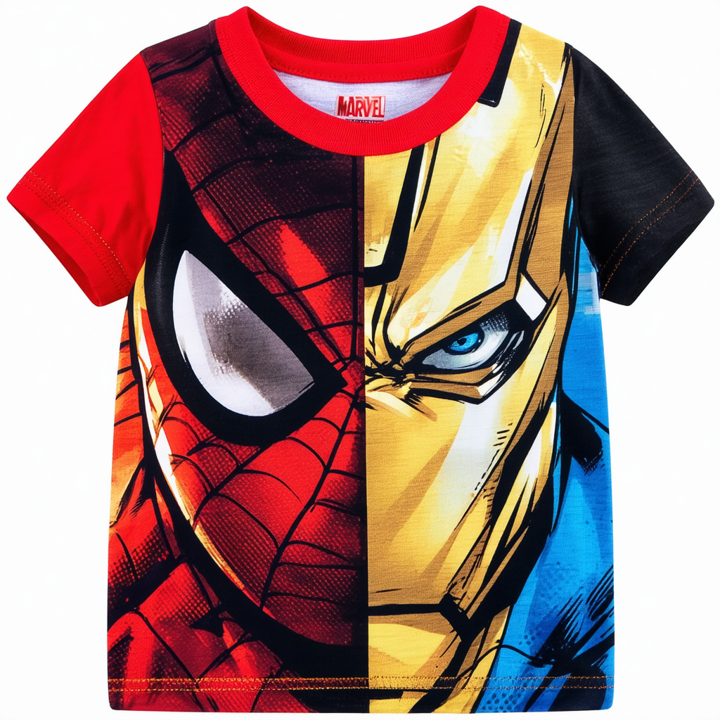 Marvel Boys' Toddler Boys' Comics Super Heroes Face Panel Short Sleeve T-Shirt