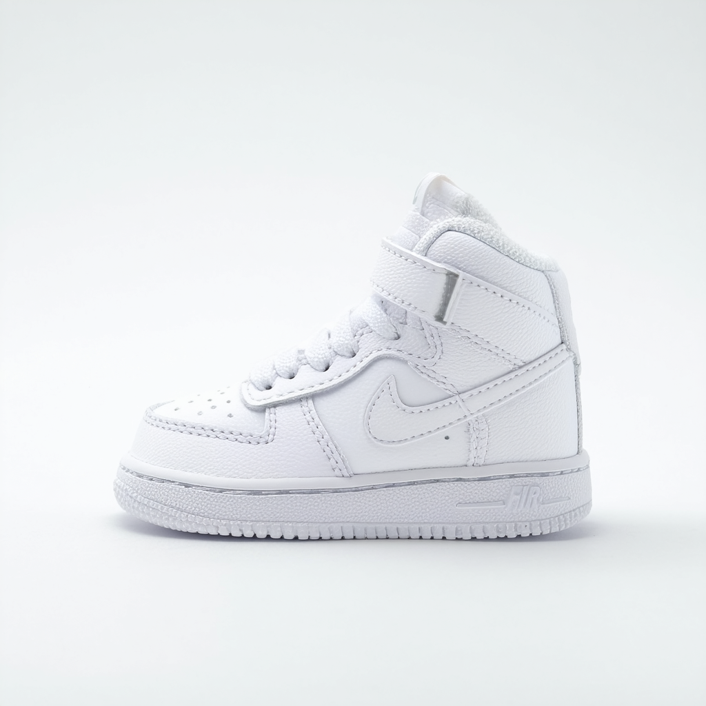 Nike Toddlers Force 1 Mid (TD) White/White/White Basketball Shoe 5 Infants US