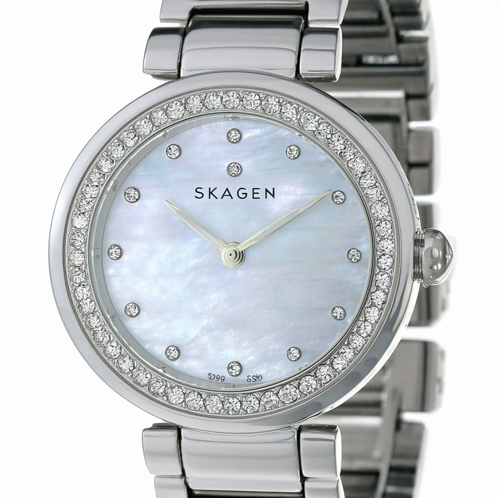 Skagen Women's 589SSS Steel Mother-Of-Pearl Swarovski Crystal Dial Watch