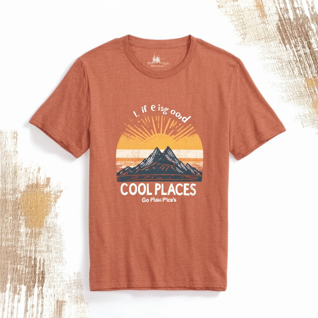 Life is good Cool Go Places Geo Tee, Earthy Rust