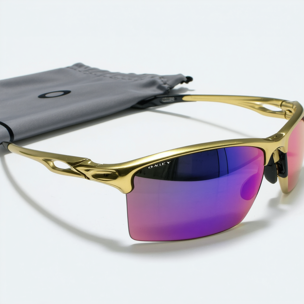 Oakley Feedback Sunglasses Polished Gold/Violet Iridium Polarized & Care Kit