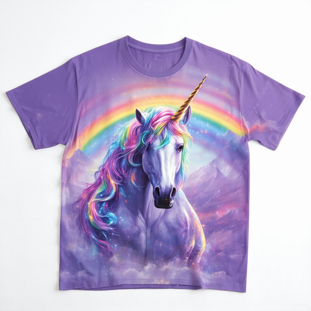 The Mountain Men's Double Rainbow Unicorn T-Shirt, Purple, 3X-Large