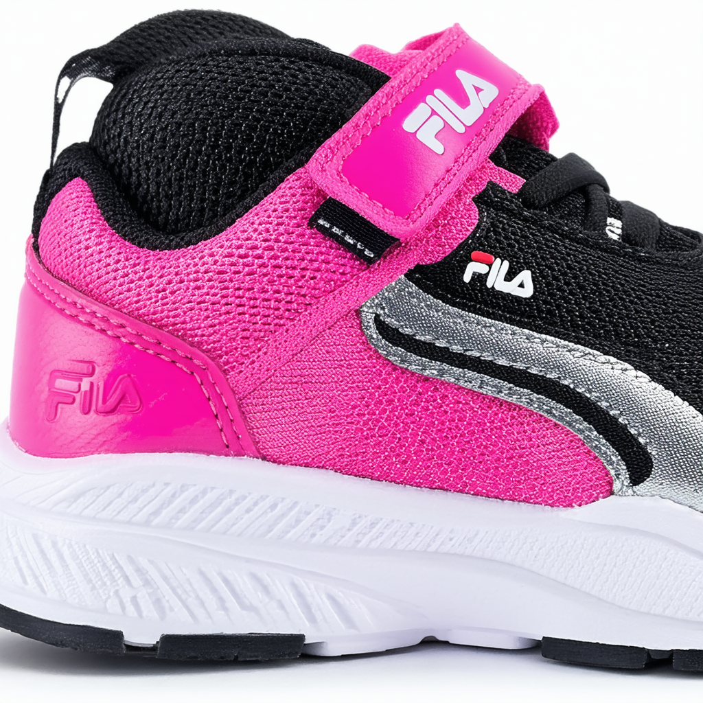 Fila unisex child Showcase 3 Running Shoe, Knockout Pink/Black/Metallic Silver, 4.5 Big Kid US
