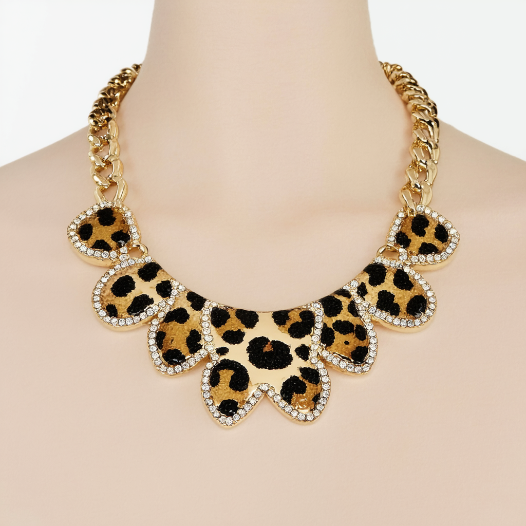 Betsey Johnson Leopard Bib Necklace