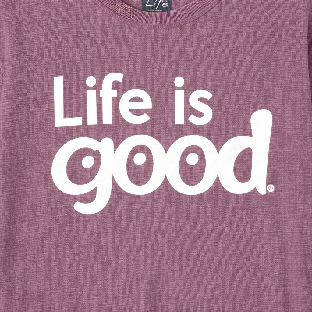 Life is good Women's Long Sleeve Crusher Dot Logo T-Shirt (Smoky Plum)