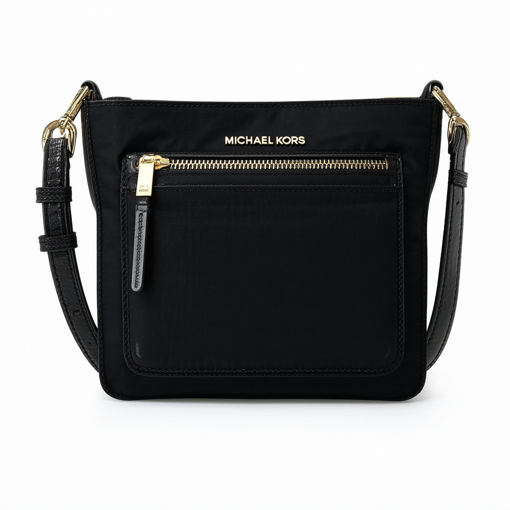 Michael Kors Kempton Black Crossbody Large Pocket Nylon HandBag 32S5GKPC9C NEW