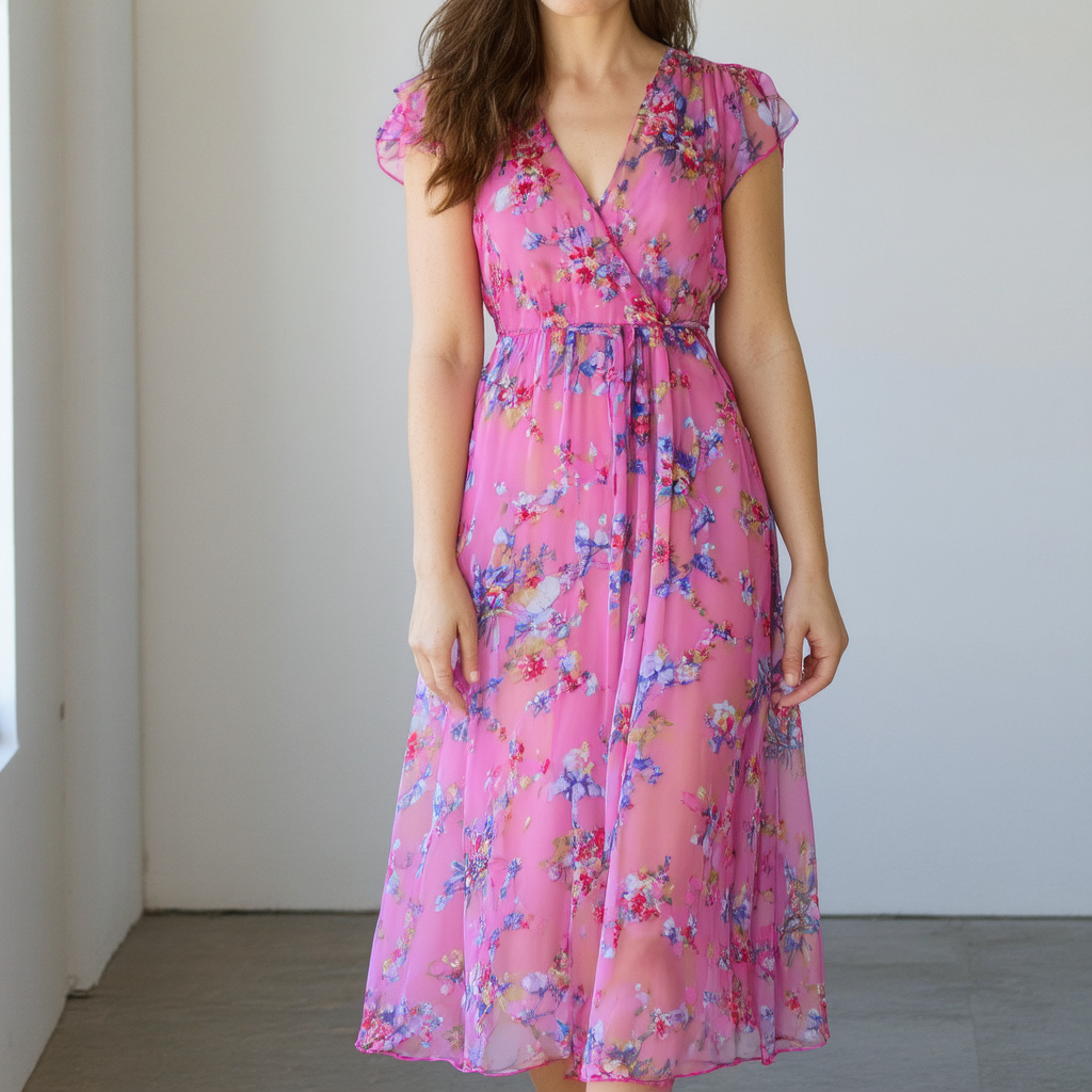 Tommy Hilfiger Women's Sussux Floral Chiffon Midi Dress
