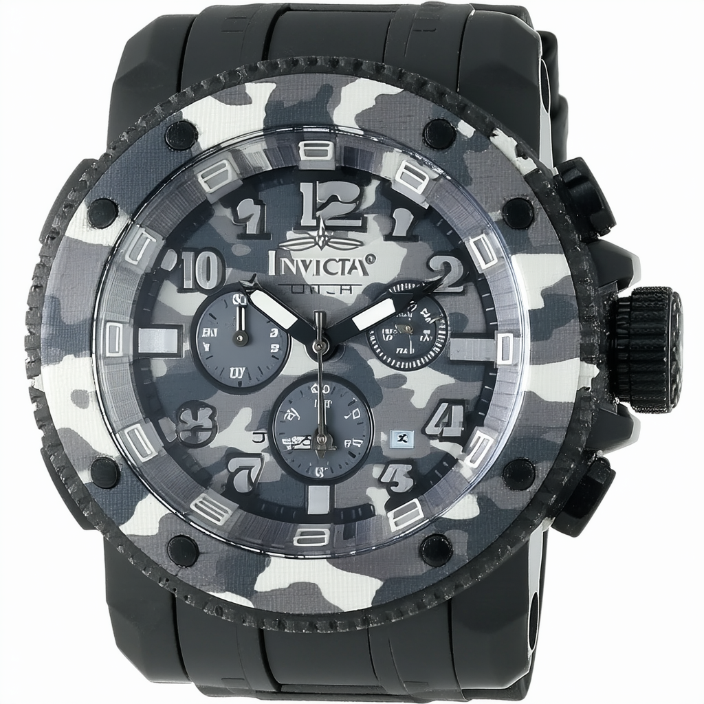 Invicta Men's 10015 Coalition Forces Grey Camouflage Dial Black Polyurethane Watch