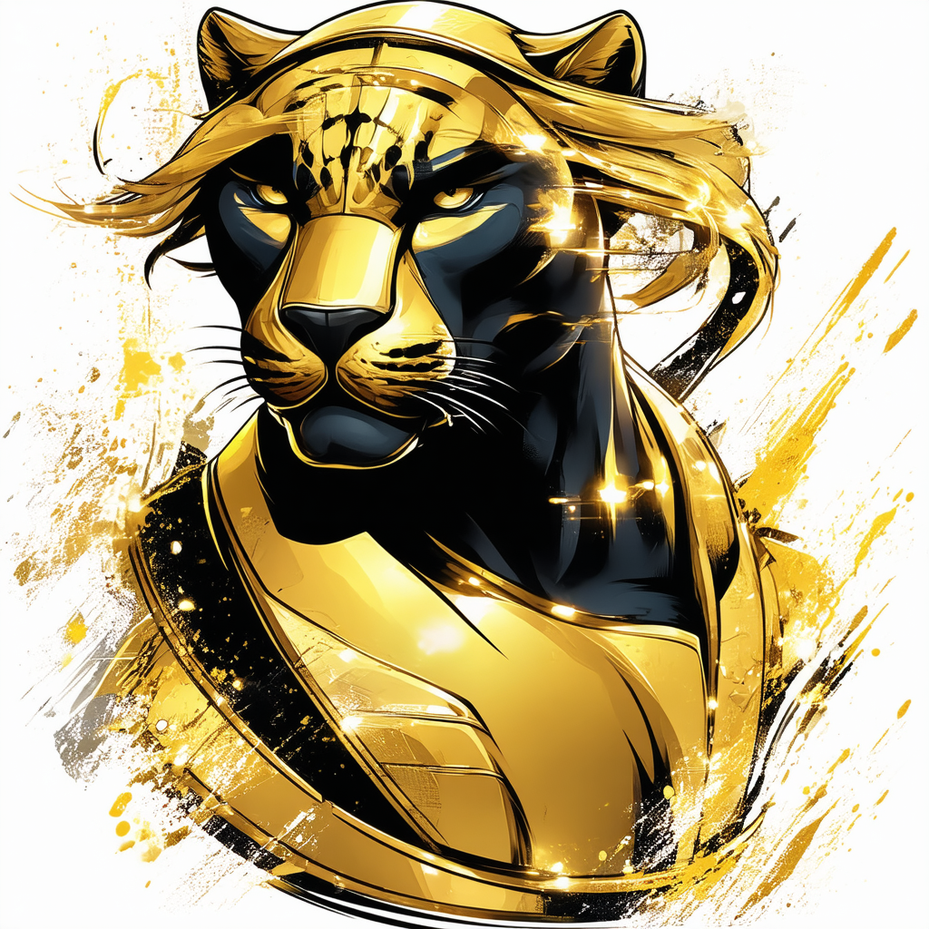 Marvel Big & Tall Classic Golden Panther Men's Tops Short Sleeve Tee Shirt, Black, 3X-Large