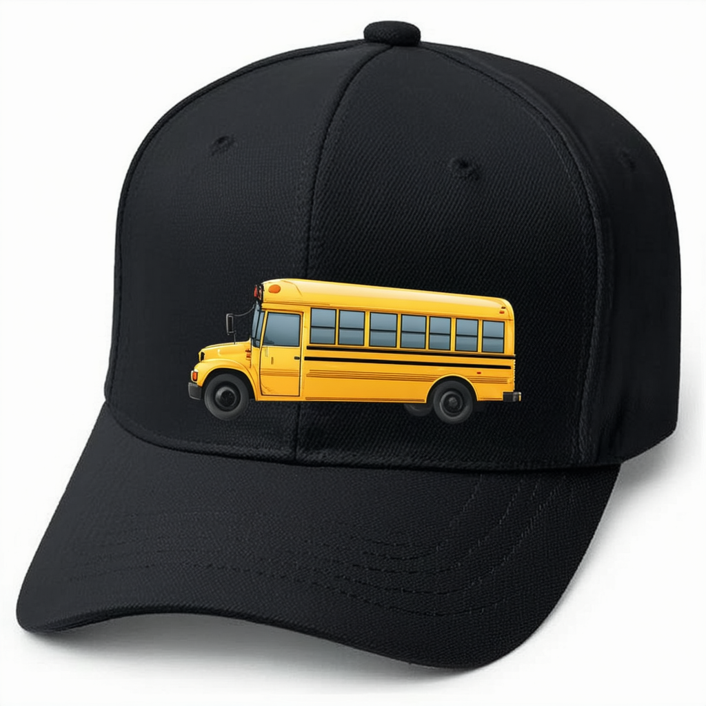 CafePress School Bus Black Cap Baseball Hat, Novelty Black Cap